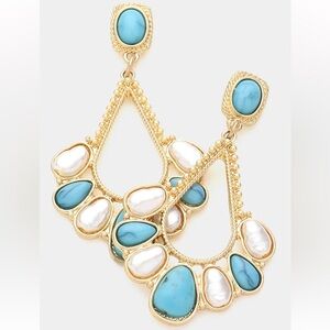 Elegant Gold and Turquoise Earrings
